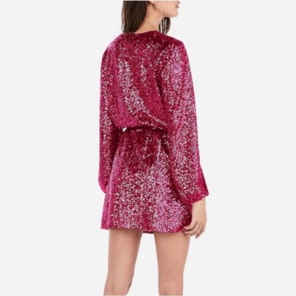 Express Fuchsia Sequin Mini Dress - Picture 3 of 6